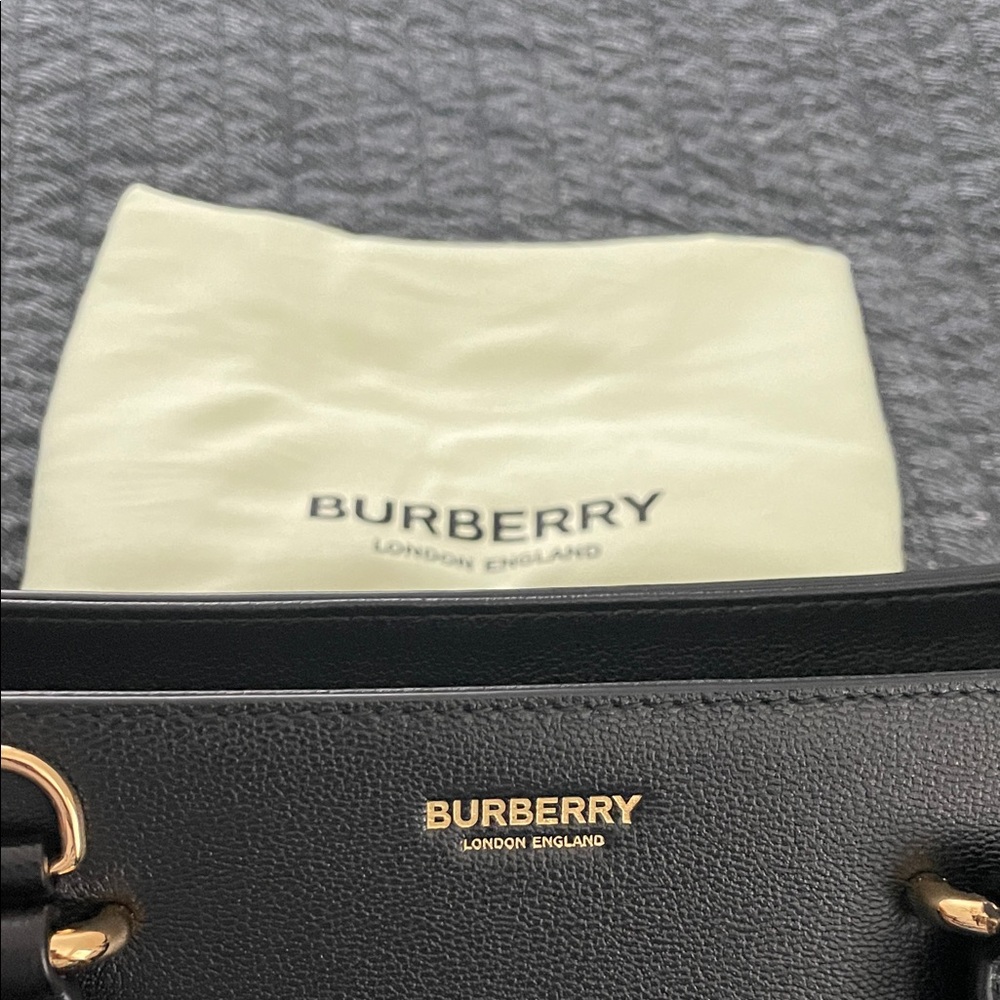 Burberry Black Leather and Tan Checked Canvas Purse - Picture 8 of 14